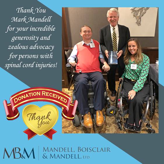Attorney Mark Mandell Donation to Determined2Heal and Spinalpedia